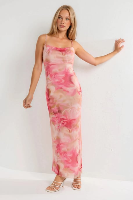 Bedrucktes Bodycon-Maxikleid aus Tüll - Image 1