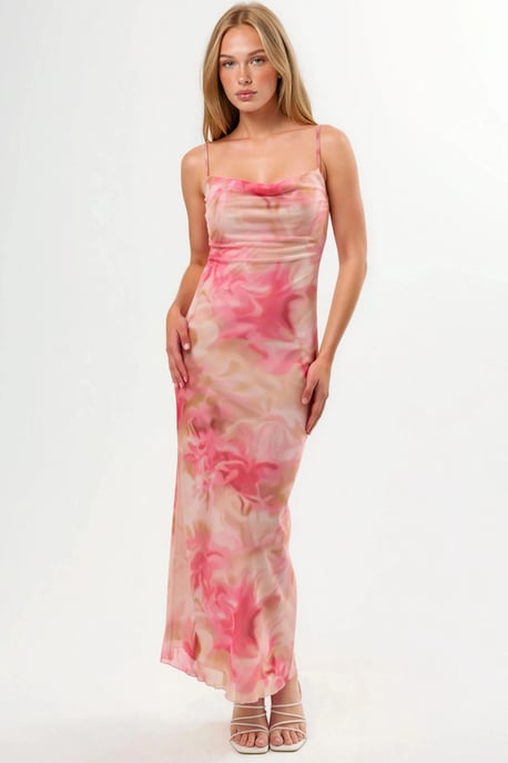 Bedrucktes Bodycon-Maxikleid aus Tüll - Image 2