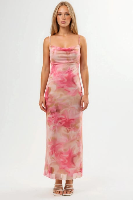 Bedrucktes Bodycon-Maxikleid aus Tüll - Image 4