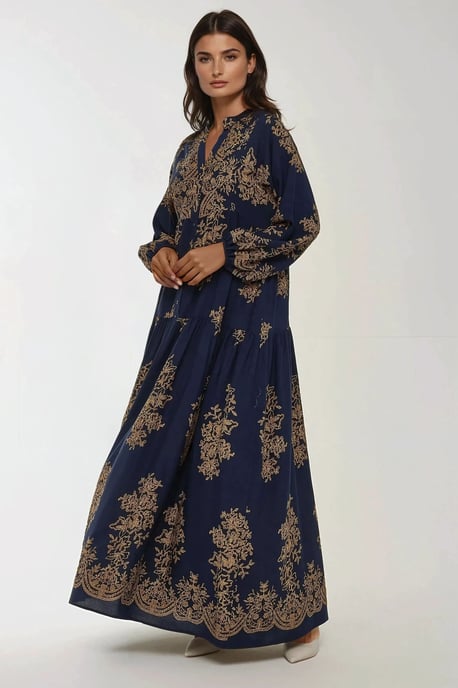 Bedrucktes Langarm-Viskose-Maxi-Kleid - Image 4