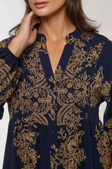 Bedrucktes Langarm-Viskose-Maxi-Kleid - Image 5