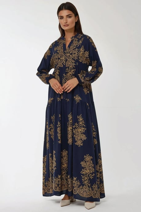 Bedrucktes Langarm-Viskose-Maxi-Kleid - Image 6