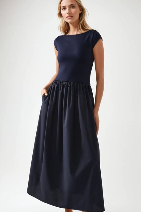 Kontrast Midi-Kleid - Image 3