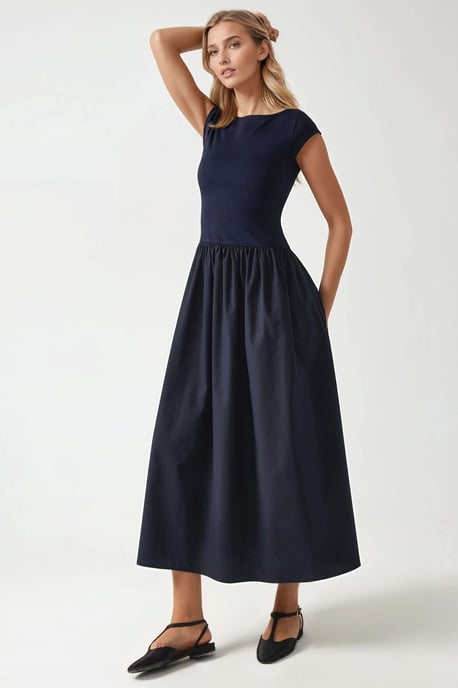Kontrast Midi-Kleid - Image 5
