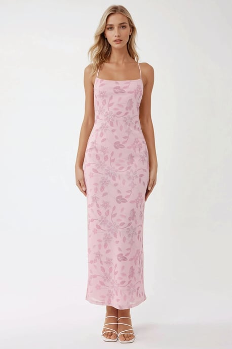 Maxikleid mit quadratischem Ausschnitt und Print - Image 4