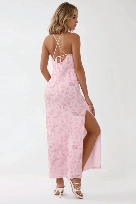 Maxikleid mit quadratischem Ausschnitt und Print - Image 5
