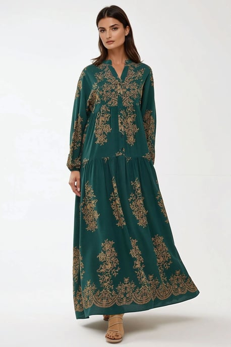 Bedrucktes Langarm-Viskose-Maxikleid - Image 2