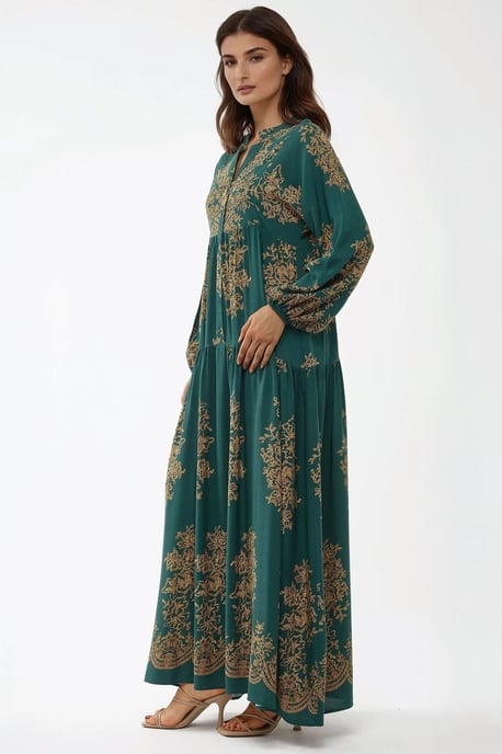Bedrucktes Langarm-Viskose-Maxikleid - Image 3