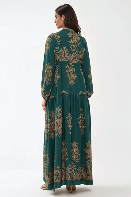 Bedrucktes Langarm-Viskose-Maxikleid - Image 4