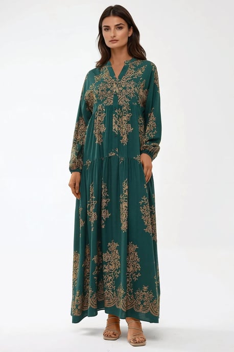 Bedrucktes Langarm-Viskose-Maxikleid - Image 6