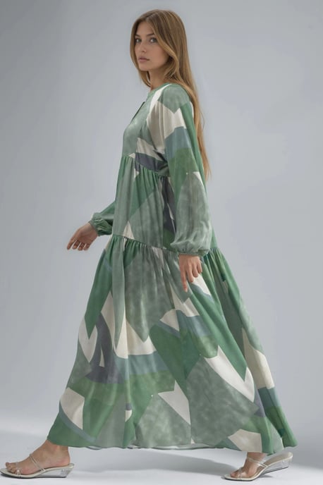 Bedrucktes Langarm-Viskose-Maxi-Kleid - Image 2