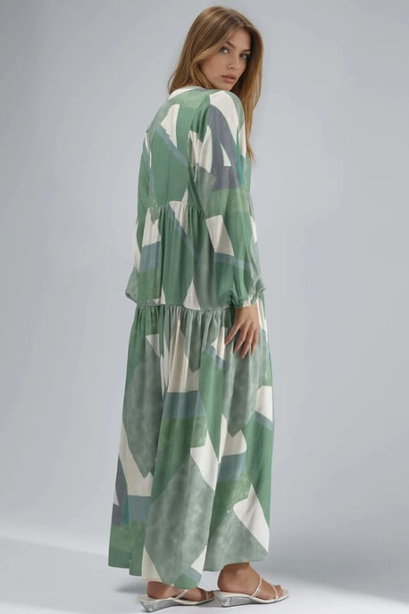 Bedrucktes Langarm-Viskose-Maxi-Kleid - Image 3