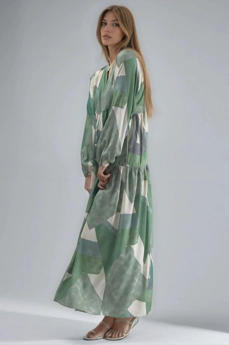 Bedrucktes Langarm-Viskose-Maxi-Kleid - Image 4