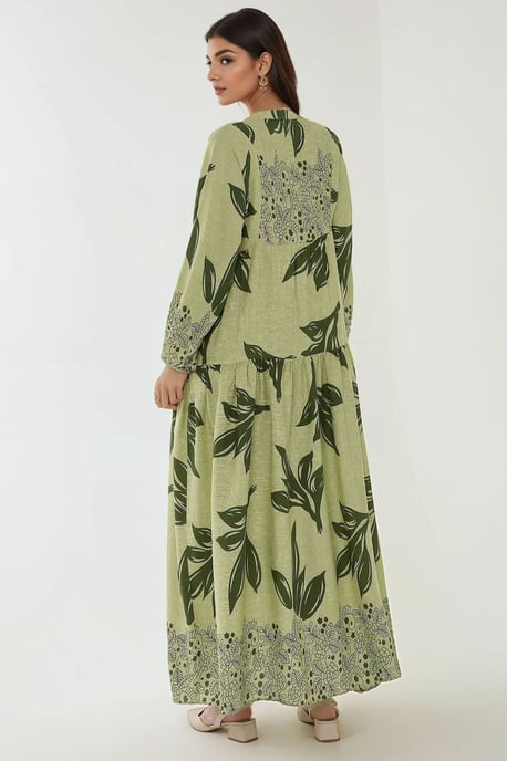 Bedrucktes langärmliges Viskose-Maxi-Kleid - Image 4