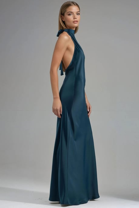 Halterneck Satin Maxikleid - Image 2