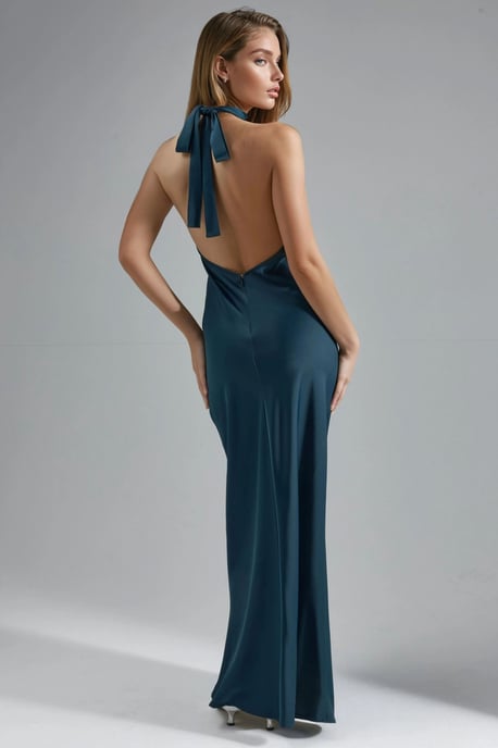 Halterneck Satin Maxikleid - Image 3