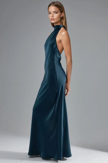 Halterneck Satin Maxikleid - Image 4