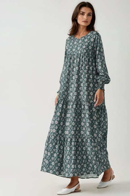 Bedrucktes Viskose-Maxi-Kleid mit Rundhalsausschnitt - Image 2