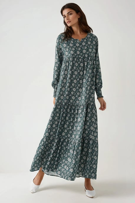 Bedrucktes Viskose-Maxi-Kleid mit Rundhalsausschnitt - Image 4
