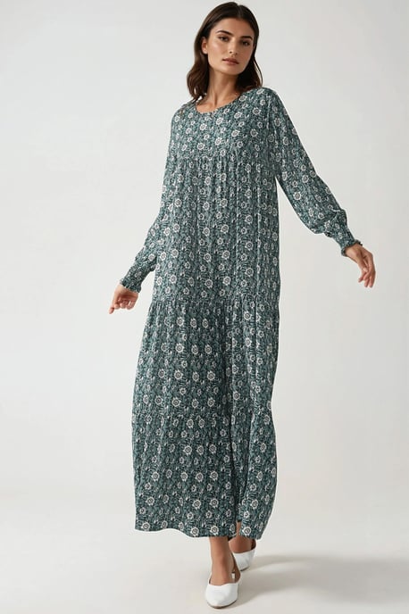 Bedrucktes Viskose-Maxi-Kleid mit Rundhalsausschnitt - Image 5