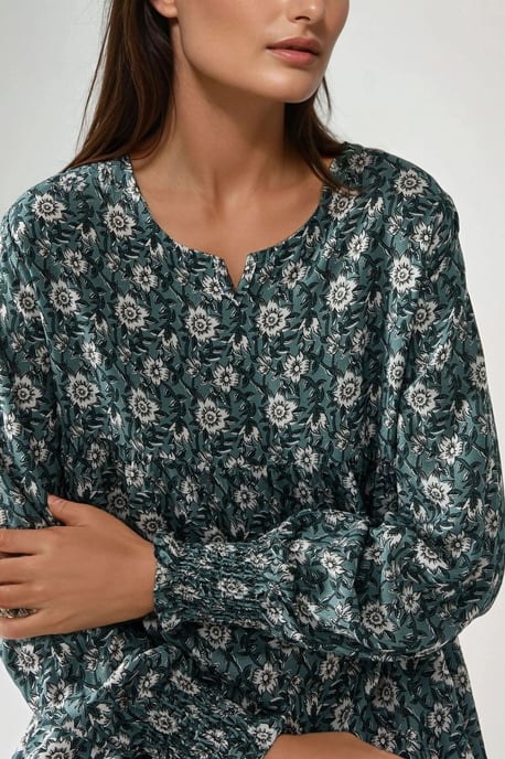 Bedrucktes Viskose-Maxi-Kleid mit Rundhalsausschnitt - Image 6