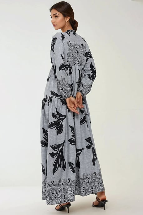 Bedrucktes Viskose Maxikleid mit langen Ärmeln - Image 2