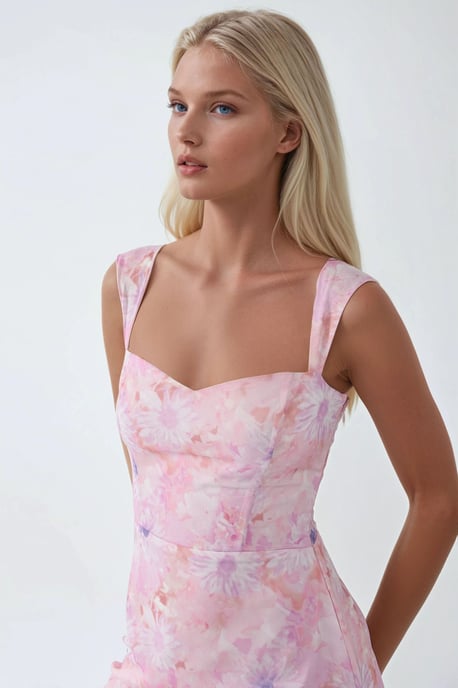 Blumen-Maxi-Kleid mit Herzkragen - Image 2