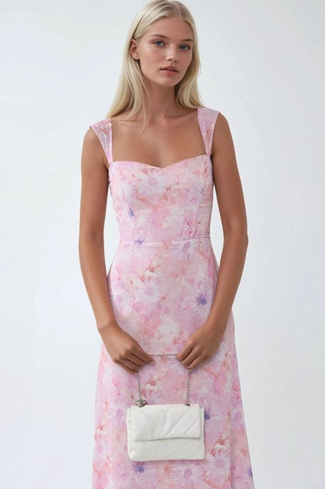 Blumen-Maxi-Kleid mit Herzkragen - Image 3