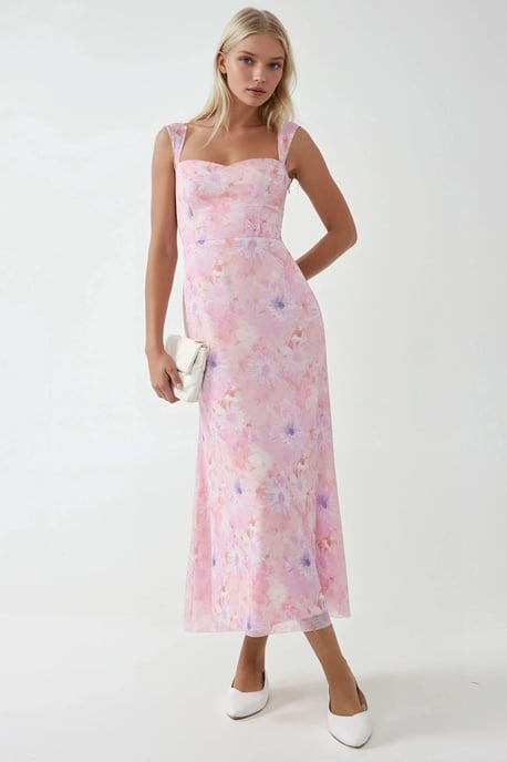 Blumen-Maxi-Kleid mit Herzkragen - Image 6