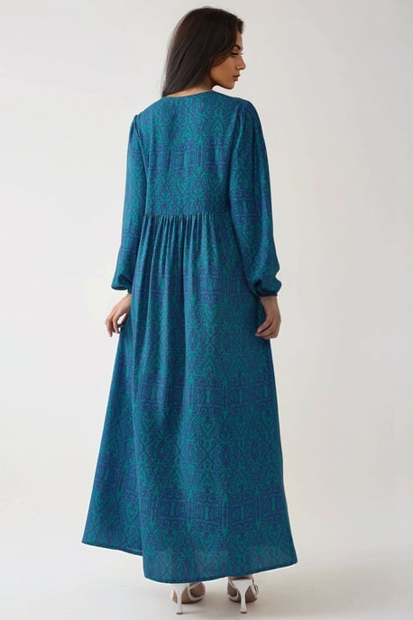 Bedrucktes A-Linien Maxikleid mit Rundhalsausschnitt - Image 5