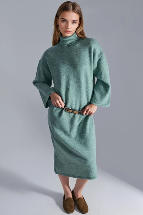 Rippstrick Rollkragen Maxikleid - Image 3