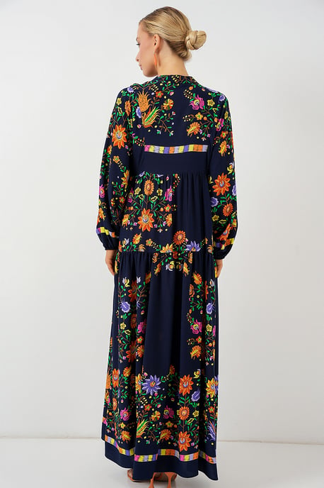 Gemustertes V-Ausschnitt Maxikleid - Image 6