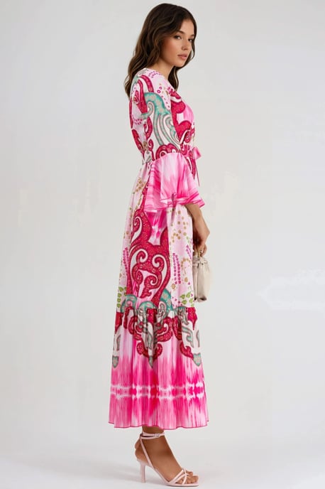 Rüschen-Paisley V-Ausschnitt Maxikleid - Image 5