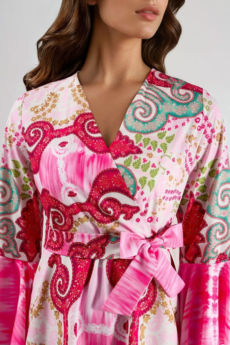 Rüschen-Paisley V-Ausschnitt Maxikleid - Image 6