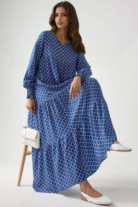 Bedrucktes Viskose-Maxikleid mit Rundhalsausschnitt - Image 1