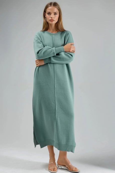 Maxi-Rippstrickkleid mit Rundhalsausschnitt - Image 1