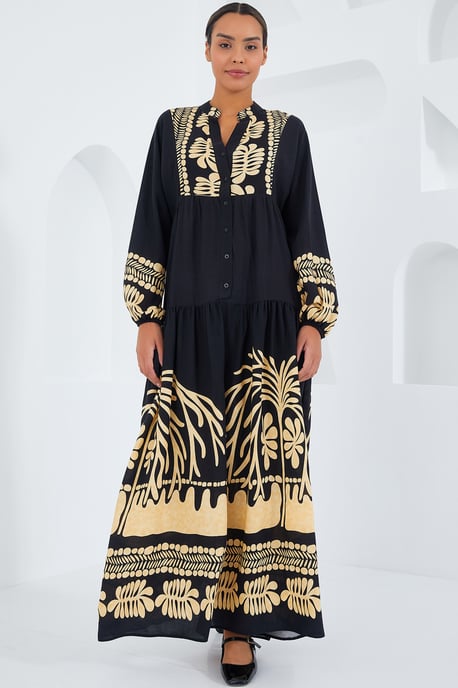 Bedrucktes V-Ausschnitt Maxikleid - Image 1