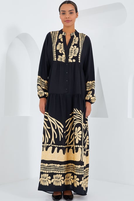 Bedrucktes V-Ausschnitt Maxikleid - Image 2
