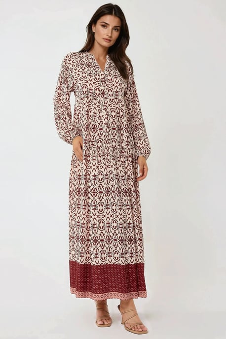 Bedrucktes Maxikleid mit Hemdkragen - Image 2