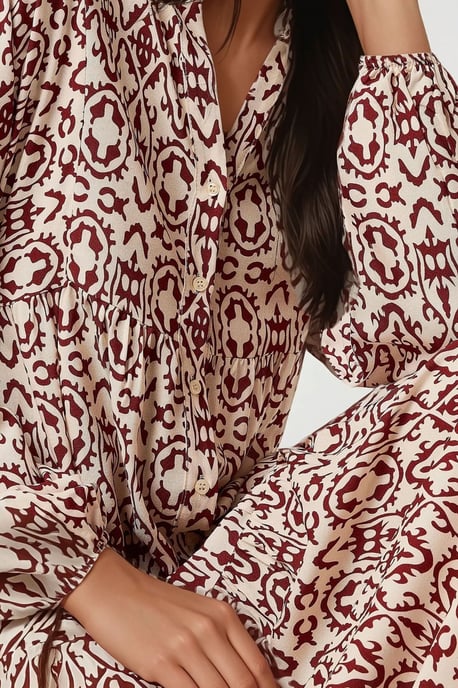 Bedrucktes Maxikleid mit Hemdkragen - Image 3