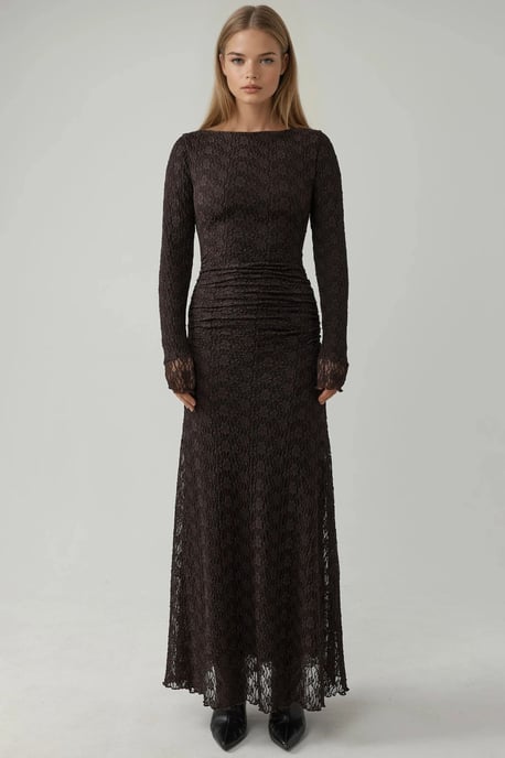 Maxi-Spitzenkleid mit Rundhalsausschnitt - Image 6