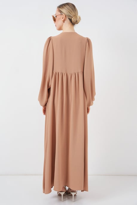 Texturiertes gemustertes Maxikleid mit Schleife - Image 6