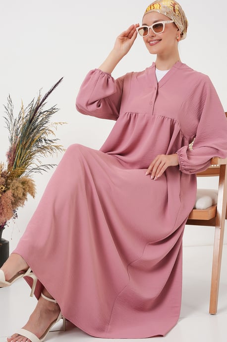 V-Ausschnitt Knopf Maxi-Kleid - Image 2