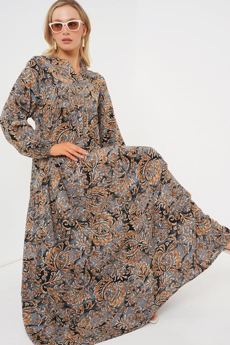 Bedrucktes V-Ausschnitt Maxikleid - Image 2