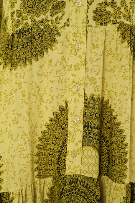 Gemustertes V-Ausschnitt Maxikleid mit Knopfverschluss - Image 5