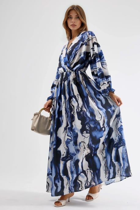 Maxikleid mit V-Ausschnitt und abstrahierter Schnittführung - Image 2