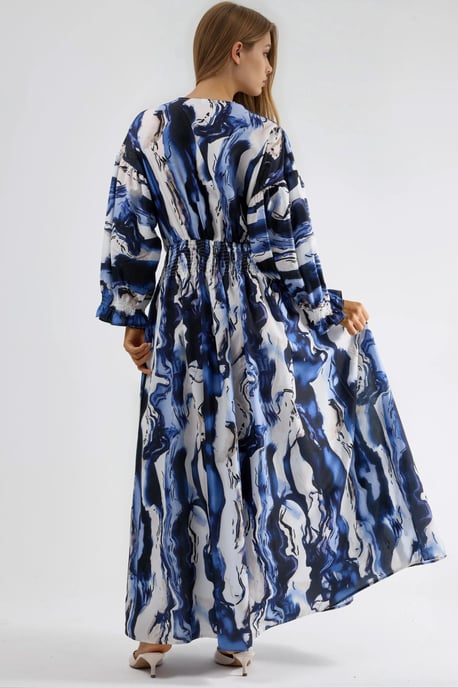 Maxikleid mit V-Ausschnitt und abstrahierter Schnittführung - Image 3