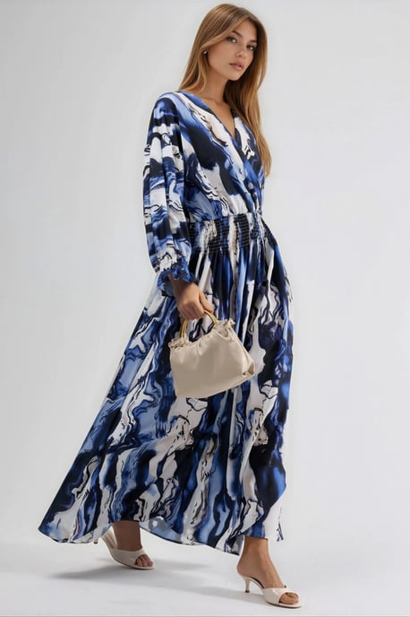Maxikleid mit V-Ausschnitt und abstrahierter Schnittführung - Image 4