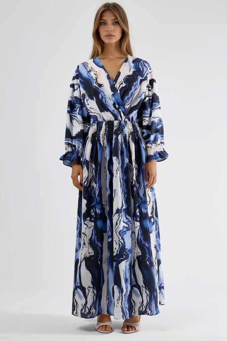 Maxikleid mit V-Ausschnitt und abstrahierter Schnittführung - Image 5