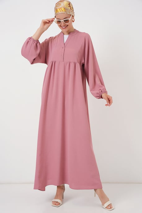 V-Ausschnitt Knopf Maxi-Kleid - Image 3
